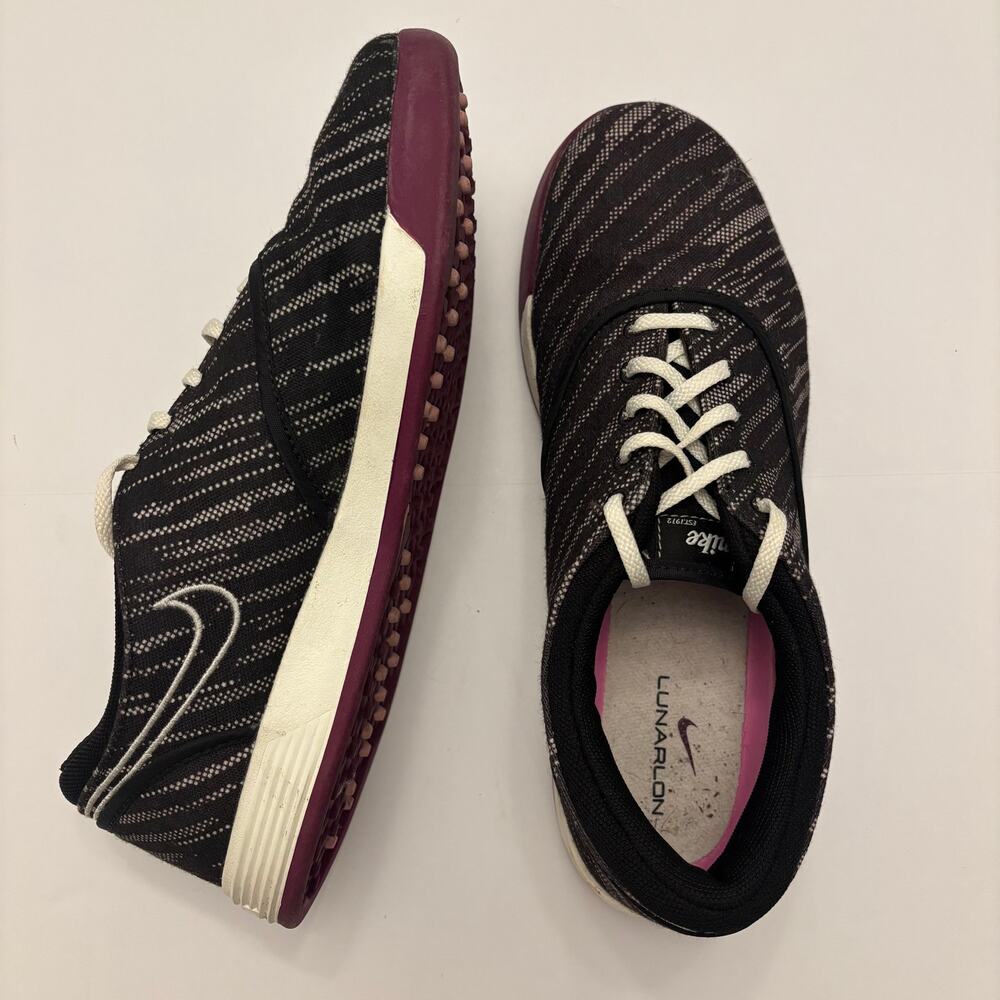 Nike Lunar Duet Sport Womens 8 Black Purple Spikeless Golf Shoes 549593-002